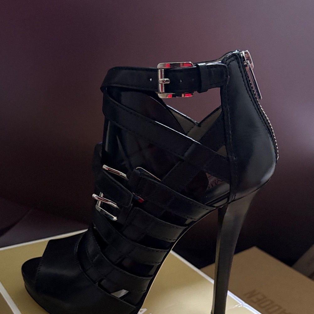 MICHAEL Michael Kors Black Strappy Heels Sandra platform